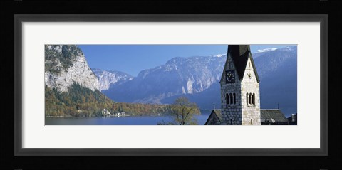 Framed Church at the lakeside, Hallstatt, Salzkammergut, Austria Print