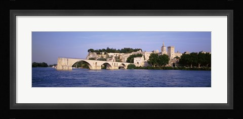 Framed France, Vaucluse, Avignon, Palais des Papes, Pont St-Benezet Bridge, Fort near the sea Print