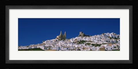 Framed Low angle view of a town, Olvera, One of the White Villages of Andalucia, Cadiz Province, Spain Print