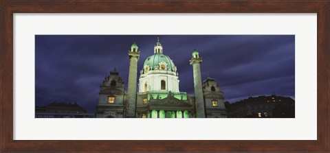 Framed Facade of St. Charles Church at Night, Austria Print
