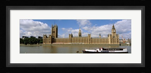 Framed Houses Of Parliament, Water And Boat, London, England, United Kingdom Print