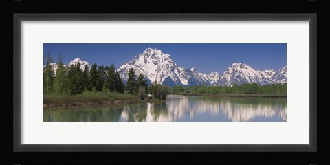 Framed Reflection of a mountain range in water, Oxbow Bend, Grand Teton National Park, Wyoming, USA Print