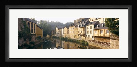 Framed Buildings along a river, Alzette River, Luxembourg City, Luxembourg Print