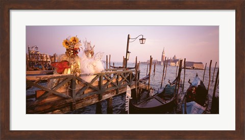 Framed Italy, Venice, St Mark&#39;s Basin, people dressed for masquerade Print
