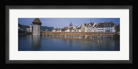 Framed Covered bridge over a river, Chapel Bridge, Reuss River, Lucerne, Switzerland Print