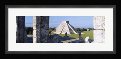 Framed Pyramid in a field, El Castillo, Chichen Itza, Yucatan, Mexico Print