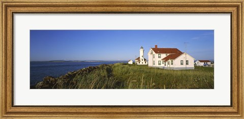 Framed Lighthouse on a landscape, Ft. Worden Lighthouse, Port Townsend, Washington State, USA Print