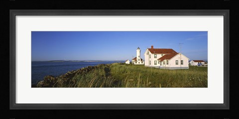 Framed Lighthouse on a landscape, Ft. Worden Lighthouse, Port Townsend, Washington State, USA Print