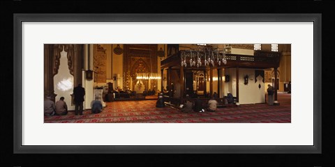 Framed Group of people praying in a mosque, Ulu Camii, Bursa, Turkey Print