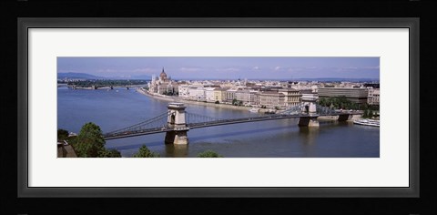 Framed Aerial View, Bridge, Cityscape, Danube River, Budapest, Hungary Print