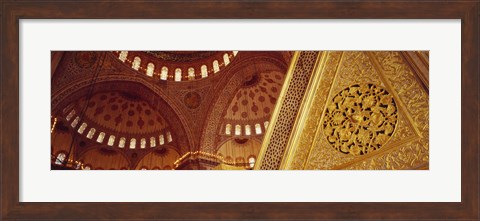 Framed Low angle view of ceiling of a mosque with ionic tiles, Blue Mosque, Istanbul, Turkey Print