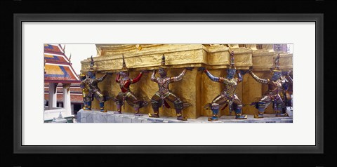 Framed Statues at base of golden chedi, The Grand Palace, Bangkok, Thailand Print