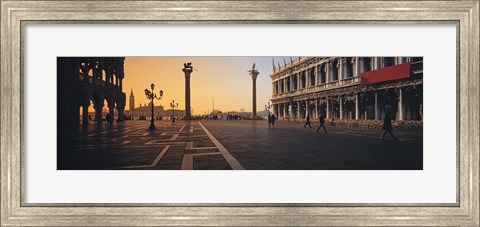 Framed People Walking Across A Street, The Piazetta With Palazzo Ducale And Libreria Vecchia, Venice, Italy Print
