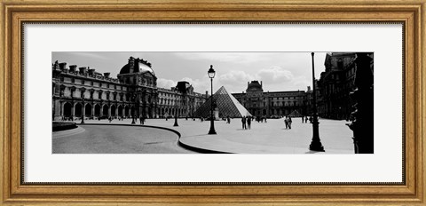 Framed Louvre Museum, Paris, France (black and white) Print