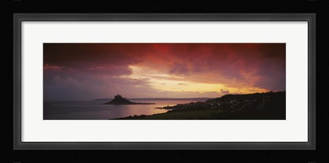 Framed Clouds over an island, St. Michael's Mount, Cornwall, England Print
