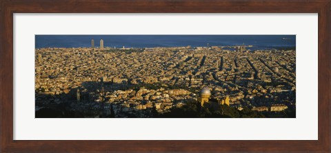 Framed Aerial View of Barcelona, Spain Print