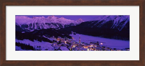 Framed High angle view of a village, St. Moritz, Switzerland Print
