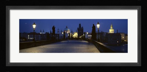 Framed Street light on a bridge, Charles Bridge, Prague, Czech Republic Print