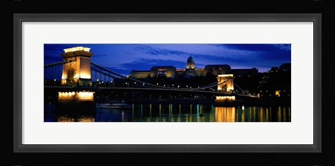 Framed Szechenyi Bridge Royal Palace Budapest Hungary Print