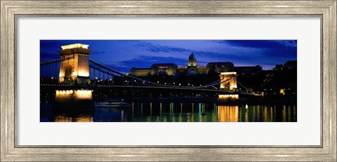 Framed Szechenyi Bridge Royal Palace Budapest Hungary Print