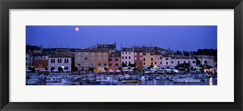 Framed Buildings, Evening, Moonrise, Rovinj, Croatia Print
