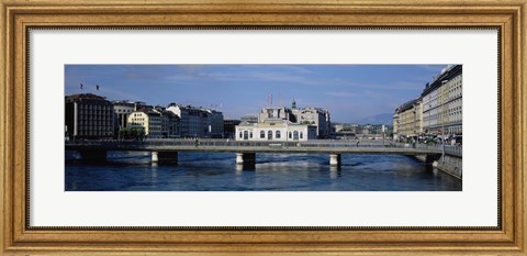 Framed Bridge over a river, Geneva, Switzerland Print