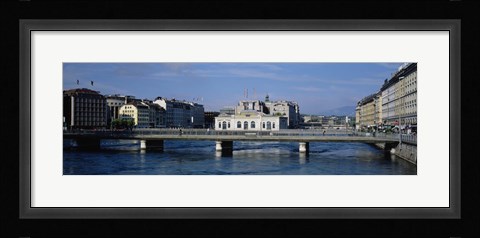 Framed Bridge over a river, Geneva, Switzerland Print