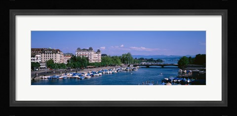 Framed High angle view of a harbor, Zurich, Switzerland Print