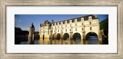 Framed Reflection of a castle in water, Chateau De Chenonceaux, Chenonceaux, Loire Valley, France Print