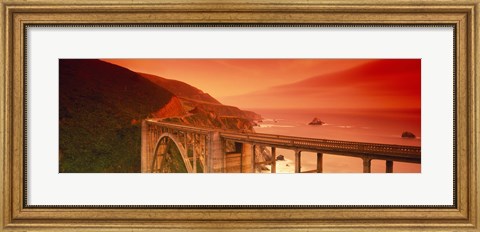 Framed High angle view of an arch bridge, Bixby Bridge, Big Sur, California, USA Print