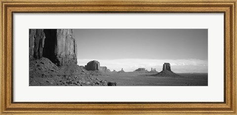 Framed Rock Formations, Monument Valley, Arizona, USA (black &amp; white) Print