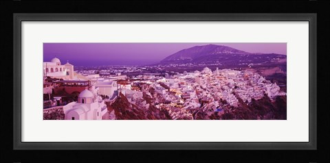 Framed Fira at dusk, Santorini, Greece Print