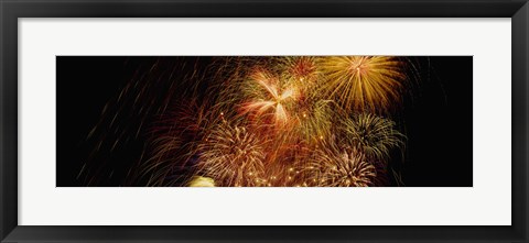 Framed Fireworks exploding at night, Luxembourg Print