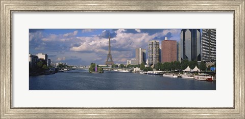 Framed Buildings at the riverbank, Seine River, Paris, France Print