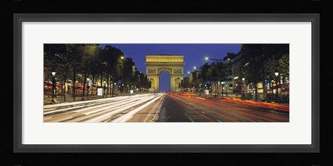 Framed View Of Traffic On An Urban Street, Champs Elysees, Arc De Triomphe, Paris, France Print