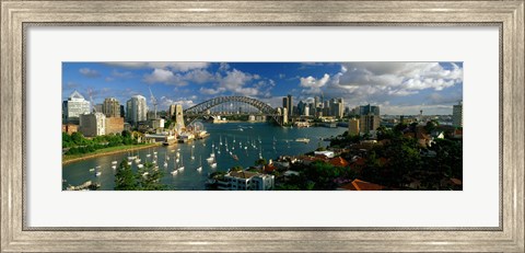 Framed Harbor And City And Bridge, Sydney, Australia Print