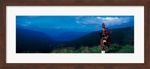 Framed Bagpiper Scottish Highlands Scotland Print