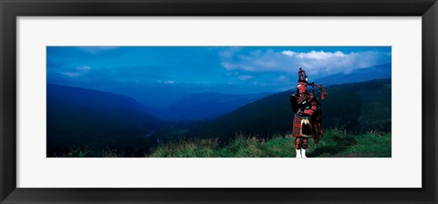 Framed Bagpiper Scottish Highlands Scotland Print