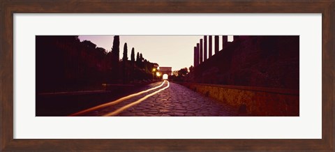 Framed Ruins along a road at dawn, Roman Forum, Rome, Lazio, Italy Print