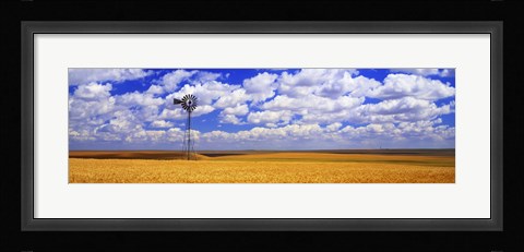 Framed Windmill Wheat Field, Othello, Washington State, USA Print