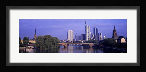 Framed Skyline Main River Frankfurt Germany Print