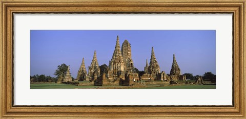 Framed Temples in a field, Wat Chaiwatthanaram, Ayutthaya Historical Park, Ayutthaya, Thailand Print