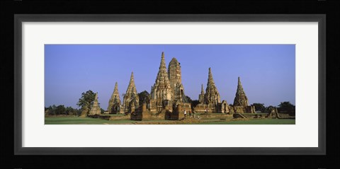 Framed Temples in a field, Wat Chaiwatthanaram, Ayutthaya Historical Park, Ayutthaya, Thailand Print