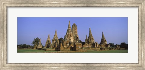 Framed Temples in a field, Wat Chaiwatthanaram, Ayutthaya Historical Park, Ayutthaya, Thailand Print