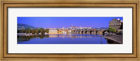 Framed Birght Purple Sky Over Charles Bridge, Prague, Czech Republic Print