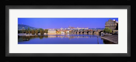 Framed Birght Purple Sky Over Charles Bridge, Prague, Czech Republic Print