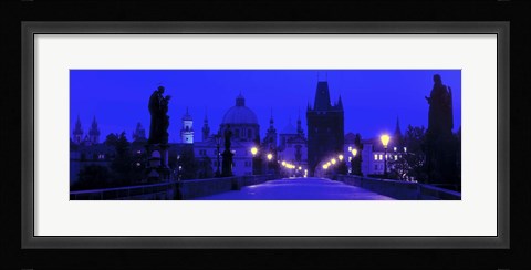 Framed Charles Bridge, Prague, Czech Republic, Bright Blue Print