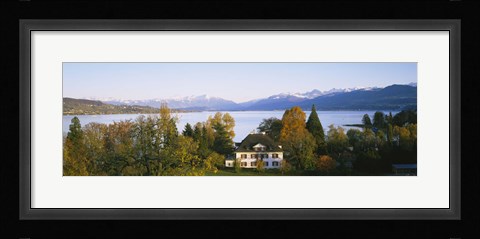 Framed Villa at the waterfront, Lake Zurich, Zurich, Switzerland Print