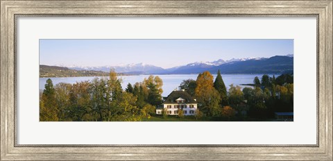 Framed Villa at the waterfront, Lake Zurich, Zurich, Switzerland Print
