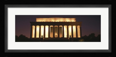 Framed Lincoln Memoria Lit Up at Night Print
